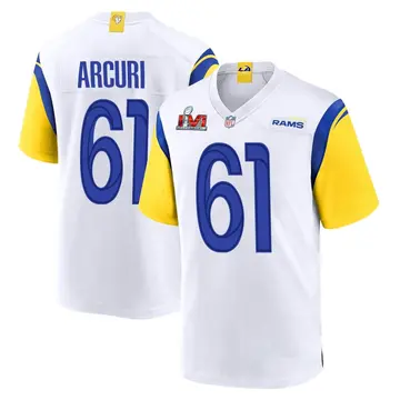 Nike AJ Arcuri Men's Game Los Angeles Rams White Super Bowl LVI Bound Jersey