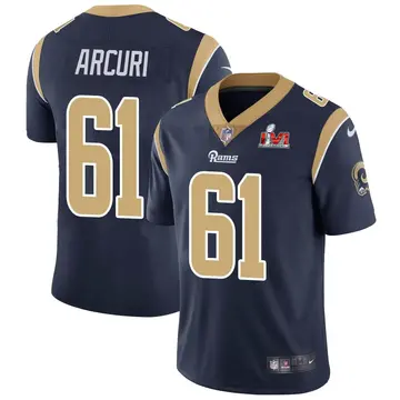 Nike AJ Arcuri Men's Limited Los Angeles Rams Navy Team Color Vapor Untouchable Super Bowl LVI Bound Jersey