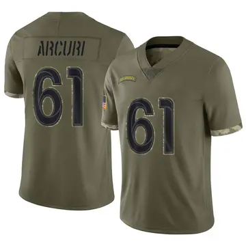 Nike AJ Arcuri Men's Limited Los Angeles Rams Olive 2022 Salute To Service Jersey