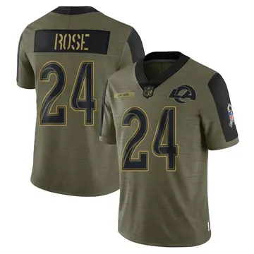 Nike A.J. Rose Youth Limited Los Angeles Rams Olive 2021 Salute To Service Jersey