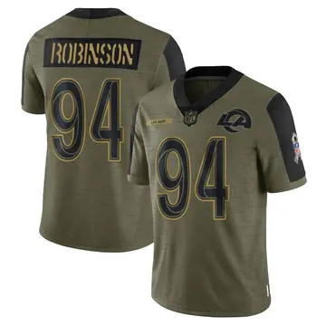 Nike A'Shawn Robinson Men's Limited Los Angeles Rams Olive 2021 Salute To Service Jersey