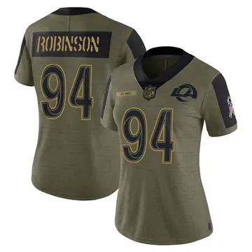 Nike A'Shawn Robinson Women's Limited Los Angeles Rams Olive 2021 Salute To Service Jersey