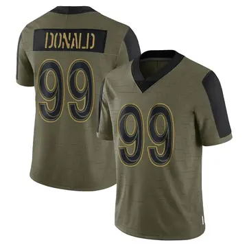 Nike Aaron Donald Men's Limited Los Angeles Rams Olive 2021 Salute To Service Jersey