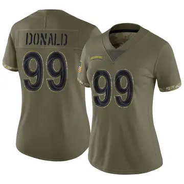 Nike Aaron Donald Women's Limited Los Angeles Rams Olive 2022 Salute To Service Jersey