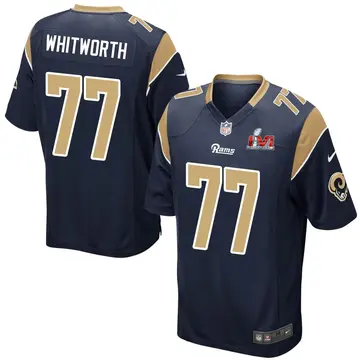 Nike Andrew Whitworth Men's Game Los Angeles Rams Navy Team Color Super Bowl LVI Bound Jersey