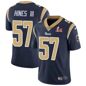 Nike Anthony Hines III Youth Limited Los Angeles Rams Navy Team Color Vapor Untouchable Super Bowl LVI Bound Jersey