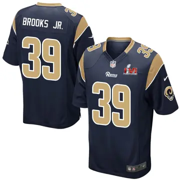 Nike Antoine Brooks Jr. Men's Game Los Angeles Rams Navy Team Color Super Bowl LVI Bound Jersey