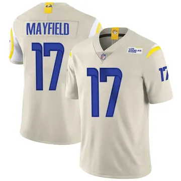 Nike Baker Mayfield Men's Limited Los Angeles Rams Bone Vapor Jersey
