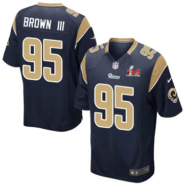 Nike Bobby Brown III Youth Game Los Angeles Rams Navy Team Color Super Bowl LVI Bound Jersey