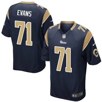 Nike Bobby Evans Men's Game Los Angeles Rams Navy Team Color Jersey