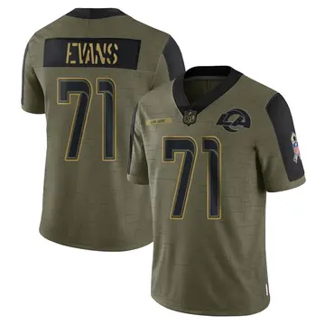 Nike Bobby Evans Men's Limited Los Angeles Rams Olive 2021 Salute To Service Jersey