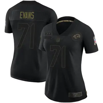 Nike Bobby Evans Women's Limited Los Angeles Rams Black 2020 Salute To Service Jersey