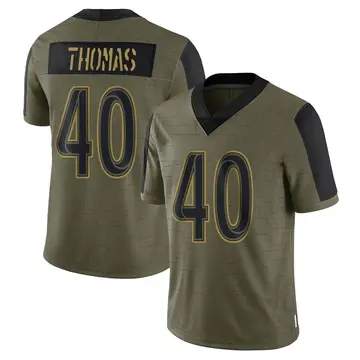 Nike Brayden Thomas Men's Limited Los Angeles Rams Olive 2021 Salute To Service Jersey