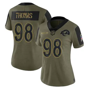 Nike Brayden Thomas Women's Limited Los Angeles Rams Olive 2021 Salute To Service Jersey