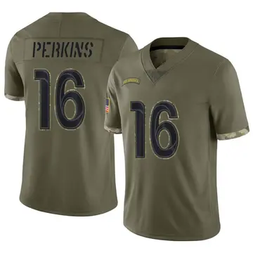 Nike Bryce Perkins Men's Limited Los Angeles Rams Olive 2022 Salute To Service Jersey