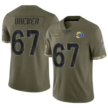 Nike Chandler Brewer Men's Limited Los Angeles Rams Olive 2022 Salute To Service Jersey
