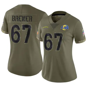 Nike Chandler Brewer Women's Limited Los Angeles Rams Olive 2022 Salute To Service Jersey