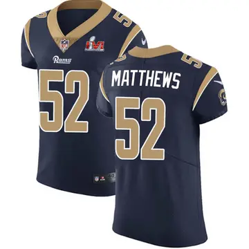 Nike Clay Matthews Men's Elite Los Angeles Rams Navy Team Color Vapor Untouchable Super Bowl LVI Bound Jersey