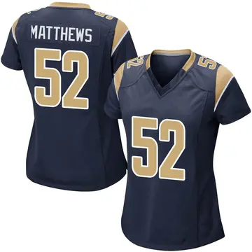 Nike Clay Matthews Women's Game Los Angeles Rams Navy Team Color Jersey