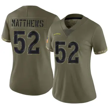 Nike Clay Matthews Women's Limited Los Angeles Rams Olive 2022 Salute To Service Jersey