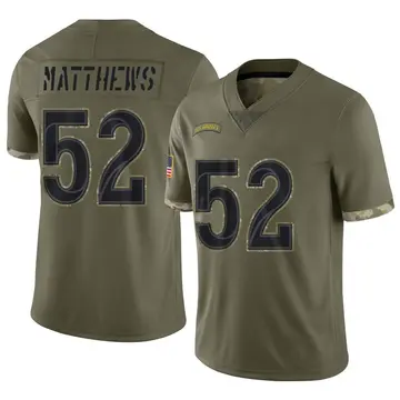 Nike Clay Matthews Youth Limited Los Angeles Rams Olive 2022 Salute To Service Jersey