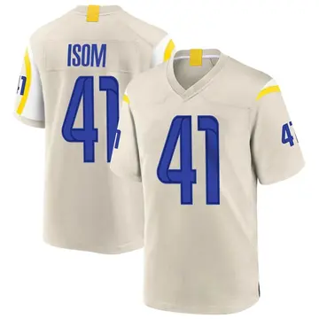 Nike Dan Isom Men's Game Los Angeles Rams Bone Jersey