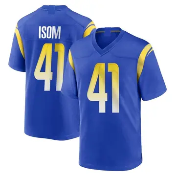 Nike Dan Isom Men's Game Los Angeles Rams Royal Alternate Jersey