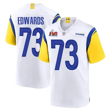 Nike David Edwards Men's Game Los Angeles Rams White Super Bowl LVI Bound Jersey