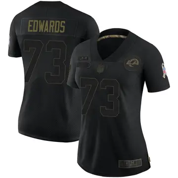 Nike David Edwards Women's Limited Los Angeles Rams Black 2020 Salute To Service Jersey