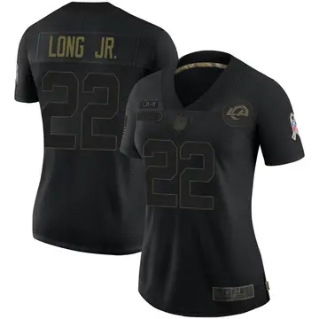 Nike David Long Jr. Women's Limited Los Angeles Rams Black 2020 Salute To Service Jersey