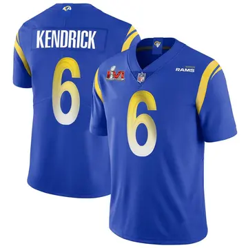 Nike Derion Kendrick Men's Limited Los Angeles Rams Royal Alternate Vapor Untouchable Super Bowl LVI Bound Jersey