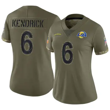 Nike Derion Kendrick Women's Limited Los Angeles Rams Olive 2022 Salute To Service Jersey