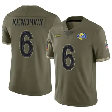 Nike Derion Kendrick Youth Limited Los Angeles Rams Olive 2022 Salute To Service Jersey