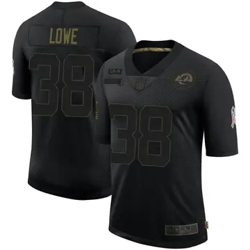 Nike Duron Lowe Men's Limited Los Angeles Rams Black 2020 Salute To Service Jersey