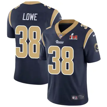 Nike Duron Lowe Men's Limited Los Angeles Rams Navy Team Color Vapor Untouchable Super Bowl LVI Bound Jersey