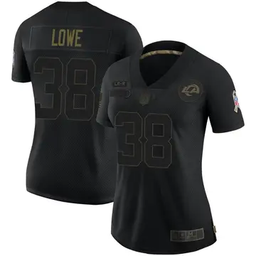 Nike Duron Lowe Women's Limited Los Angeles Rams Black 2020 Salute To Service Jersey
