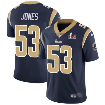 Nike Ernest Jones Men's Limited Los Angeles Rams Navy Team Color Vapor Untouchable Super Bowl LVI Bound Jersey