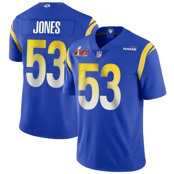 Nike Ernest Jones Men's Limited Los Angeles Rams Royal Alternate Vapor Untouchable Super Bowl LVI Bound Jersey