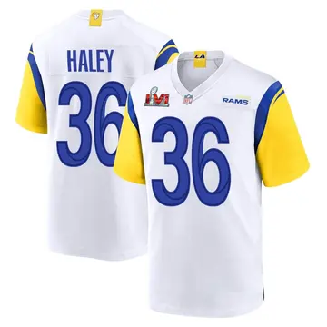 Nike Grant Haley Youth Game Los Angeles Rams White Super Bowl LVI Bound Jersey