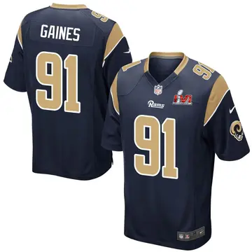 Nike Greg Gaines Men's Game Los Angeles Rams Navy Team Color Super Bowl LVI Bound Jersey