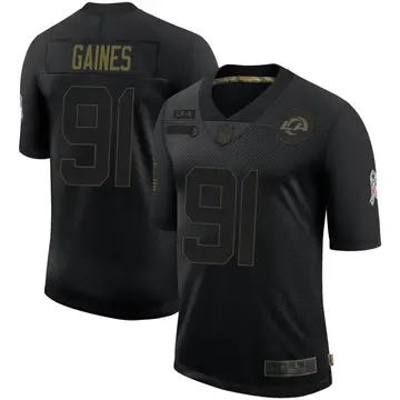 Nike Greg Gaines Men's Limited Los Angeles Rams Black 2020 Salute To Service Jersey