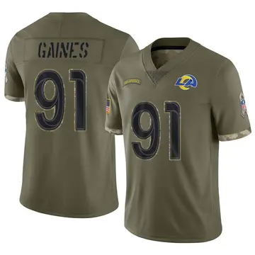 Nike Greg Gaines Men's Limited Los Angeles Rams Olive 2022 Salute To Service Jersey