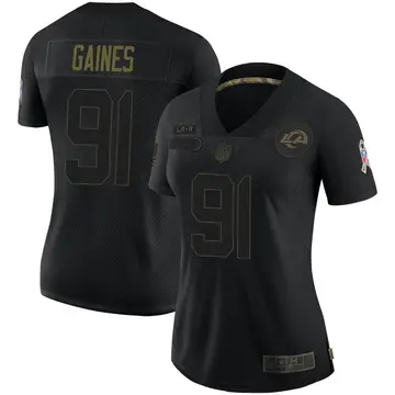 Nike Greg Gaines Women's Limited Los Angeles Rams Black 2020 Salute To Service Jersey