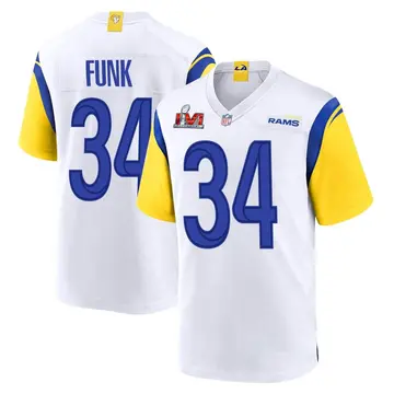 Nike Jake Funk Men's Game Los Angeles Rams White Super Bowl LVI Bound Jersey