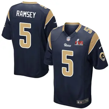 Nike Jalen Ramsey Men's Game Los Angeles Rams Navy Jalen ey Team Color Super Bowl LVI Bound Jersey