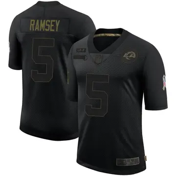 Nike Jalen Ramsey Youth Limited Los Angeles Rams Black Jalen ey 2020 Salute To Service Jersey
