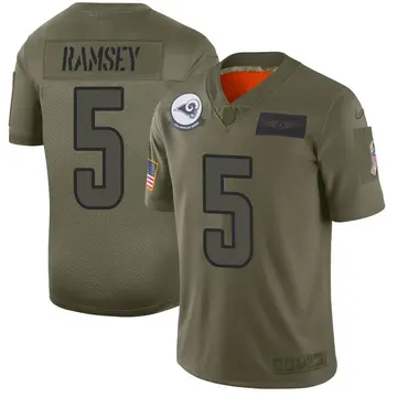 Nike Jalen Ramsey Youth Limited Los Angeles Rams Camo Jalen ey 2019 Salute to Service Jersey