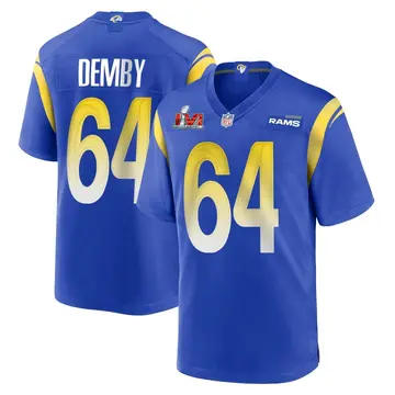 Nike Jamil Demby Men's Game Los Angeles Rams Royal Alternate Super Bowl LVI Bound Jersey