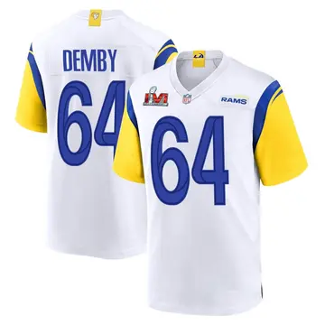 Nike Jamil Demby Men's Game Los Angeles Rams White Super Bowl LVI Bound Jersey