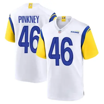 Nike Jared Pinkney Men's Game Los Angeles Rams White Jersey